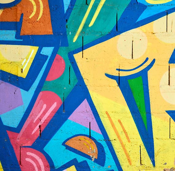 A hand painted mural on a wall